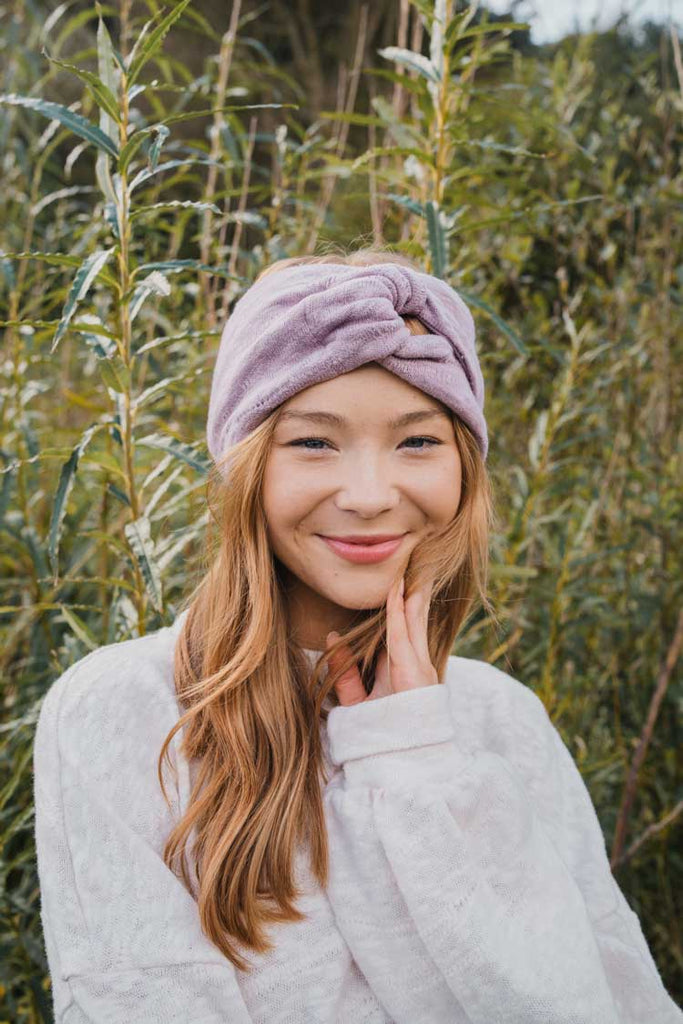 lilac headband organic cotton